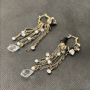 Betsey Johnson Gold and Silver Dangle Earrings